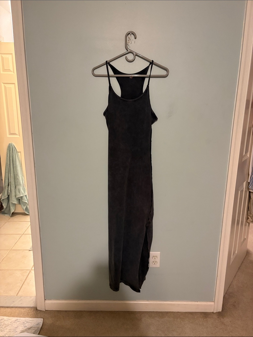 FP Movement by Free People Black Maxi Slip Dress with Thin Straps